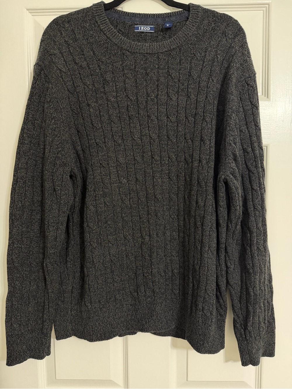 Izod Men’s Charcoal Cable Knit Crewneck Sweater